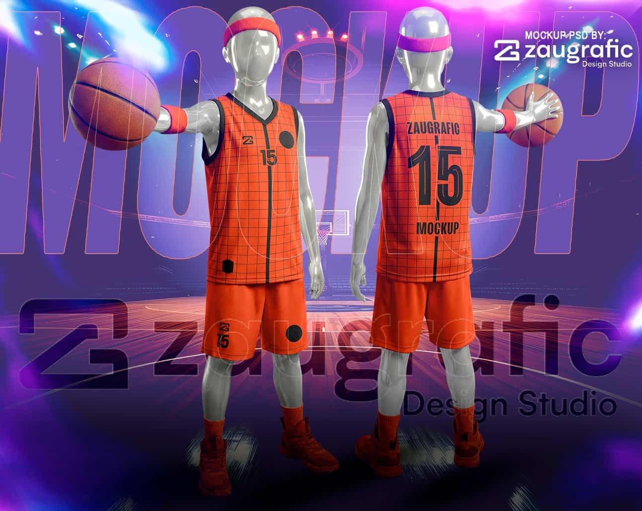 Mockup Kit Basketball Niño Cuello V Neck by Zaugrafic