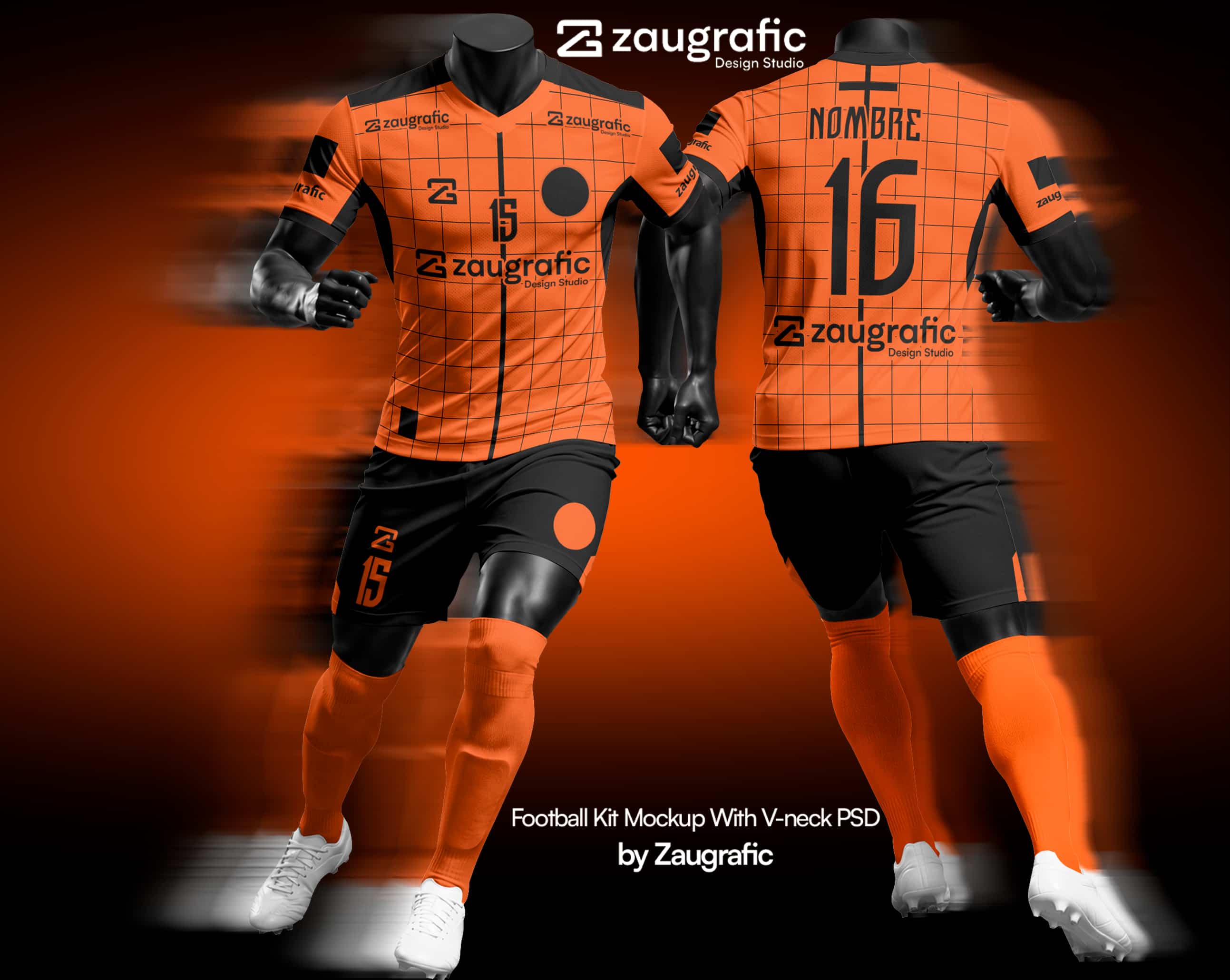 Football Kit Mockup With V-neck 