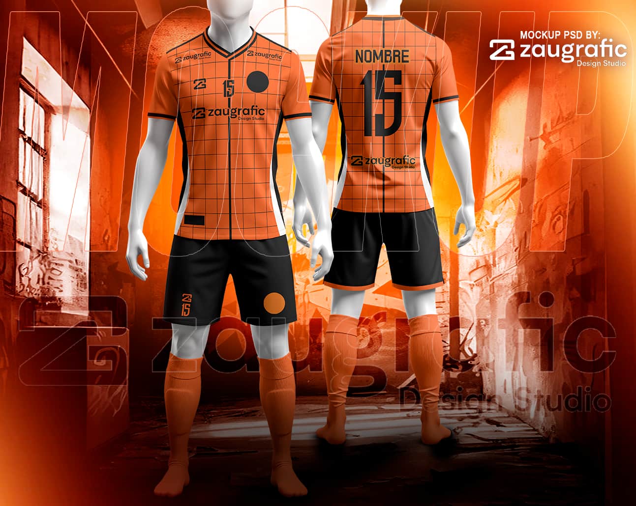 Soccer jersey mockup with set-in sleeves and a V-neck